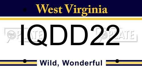 IQDD22 West Virginia License Plate