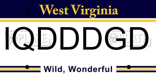 IQDDDGD West Virginia License Plate