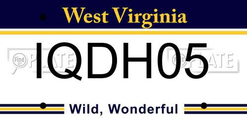 IQDH05 West Virginia License Plate