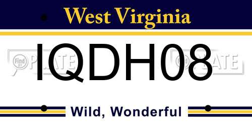 IQDH08 West Virginia License Plate