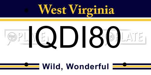 IQDI80 West Virginia License Plate