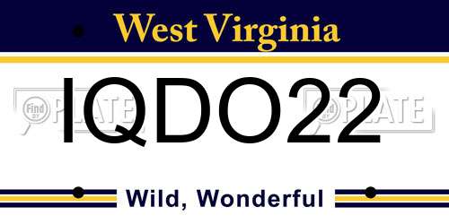 IQDO22 West Virginia License Plate
