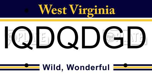 IQDQDGD West Virginia License Plate
