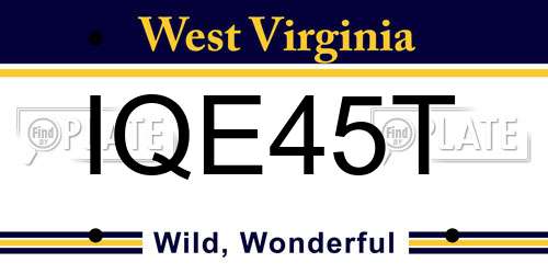 IQE45T West Virginia License Plate