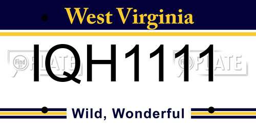 IQH1111 West Virginia License Plate