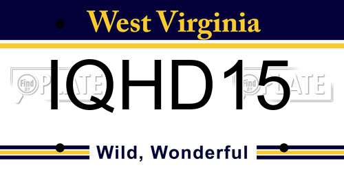 IQHD15 West Virginia License Plate