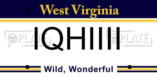 IQHIIII West Virginia License Plate