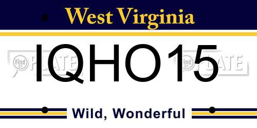IQHO15 West Virginia License Plate