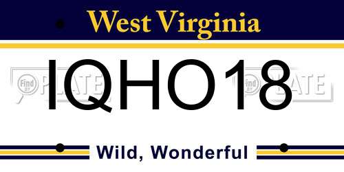 IQHO18 West Virginia License Plate