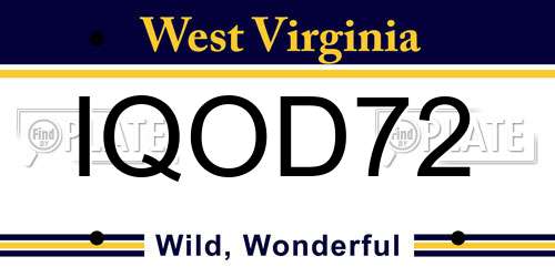 IQOD72 West Virginia License Plate