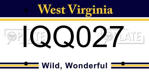 IQQ027 West Virginia License Plate