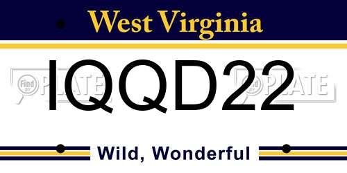 IQQD22 West Virginia License Plate