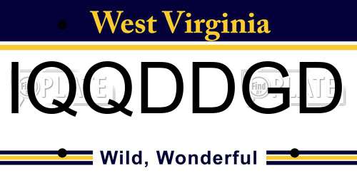 IQQDDGD West Virginia License Plate
