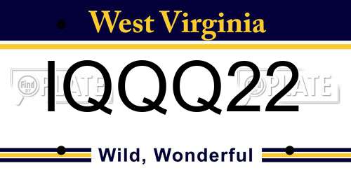 IQQQ22 West Virginia License Plate
