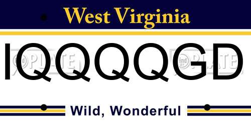 IQQQQGD West Virginia License Plate