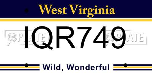 IQR749 West Virginia License Plate