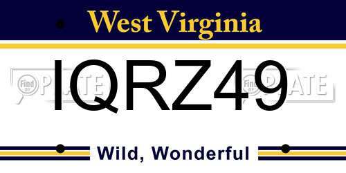 IQRZ49 West Virginia License Plate