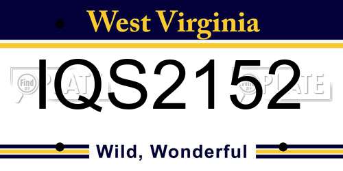 IQS2152 West Virginia License Plate