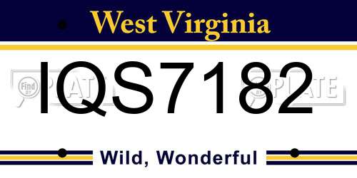 IQS7182 West Virginia License Plate