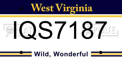 IQS7187 West Virginia License Plate