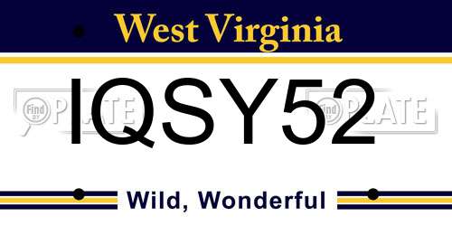 IQSY52 West Virginia License Plate