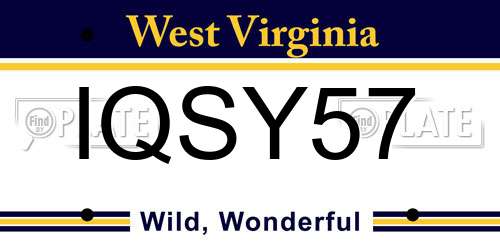 IQSY57 West Virginia License Plate