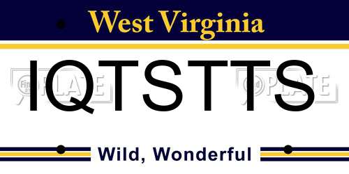 IQTSTTS West Virginia License Plate