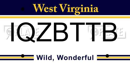 IQZBTTB West Virginia License Plate