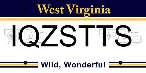 IQZSTTS West Virginia License Plate