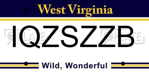 IQZSZZB West Virginia License Plate