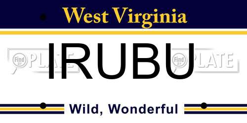 IRUBU West Virginia License Plate