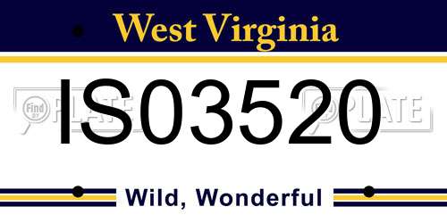 IS03520 West Virginia License Plate