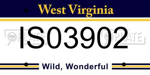 IS03902 West Virginia License Plate