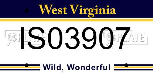 IS03907 West Virginia License Plate