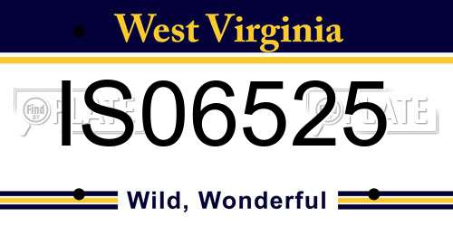 IS06525 West Virginia License Plate
