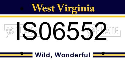 IS06552 West Virginia License Plate