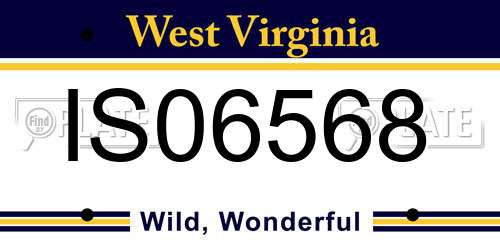 IS06568 West Virginia License Plate