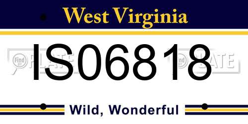 IS06818 West Virginia License Plate