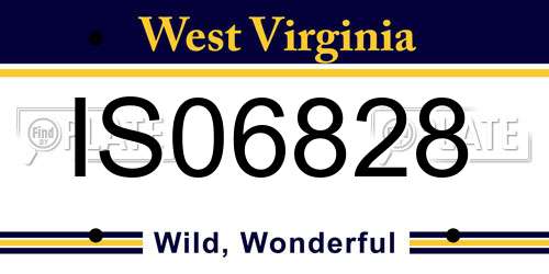 IS06828 West Virginia License Plate