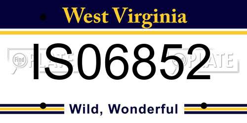 IS06852 West Virginia License Plate