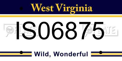 IS06875 West Virginia License Plate