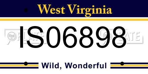 IS06898 West Virginia License Plate