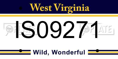 IS09271 West Virginia License Plate