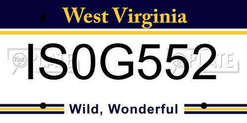 IS0G552 West Virginia License Plate