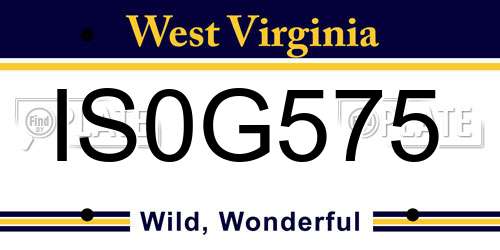IS0G575 West Virginia License Plate