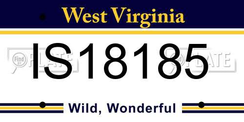 IS18185 West Virginia License Plate