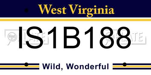 IS1B188 West Virginia License Plate