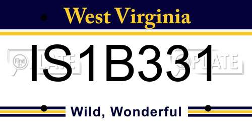 IS1B331 West Virginia License Plate
