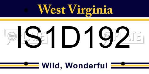 IS1D192 West Virginia License Plate