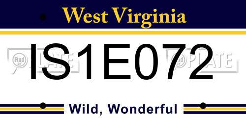 IS1E072 West Virginia License Plate